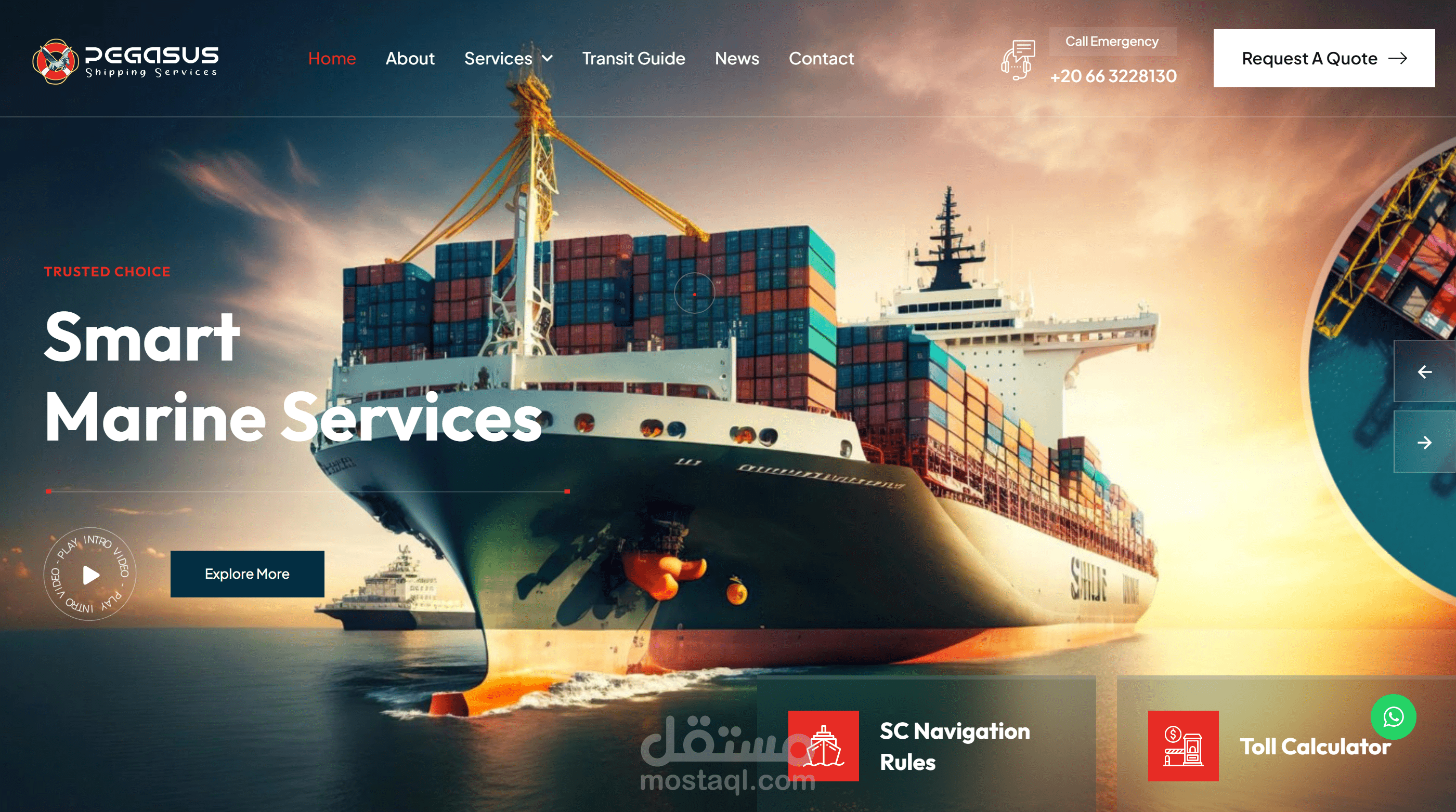 موقع خدمات شركة ملاحة – Pegasus Shipping Services