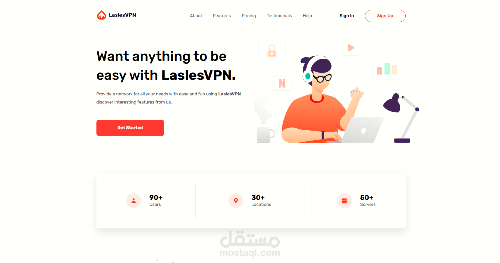 صفحة هبوط (Landing Page)   لـ  LaslesVPN