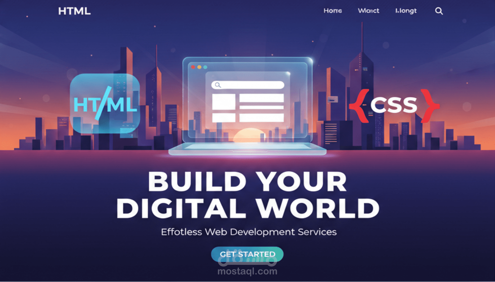 تصميم صفحة هبوط بواسطة HTML&CSS