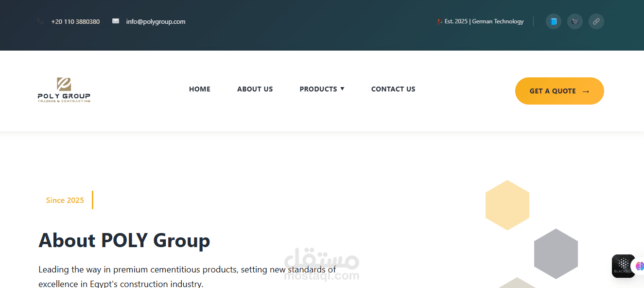 تصميم وبرمجة موقع شركة Poly Group للخدمات والبناء