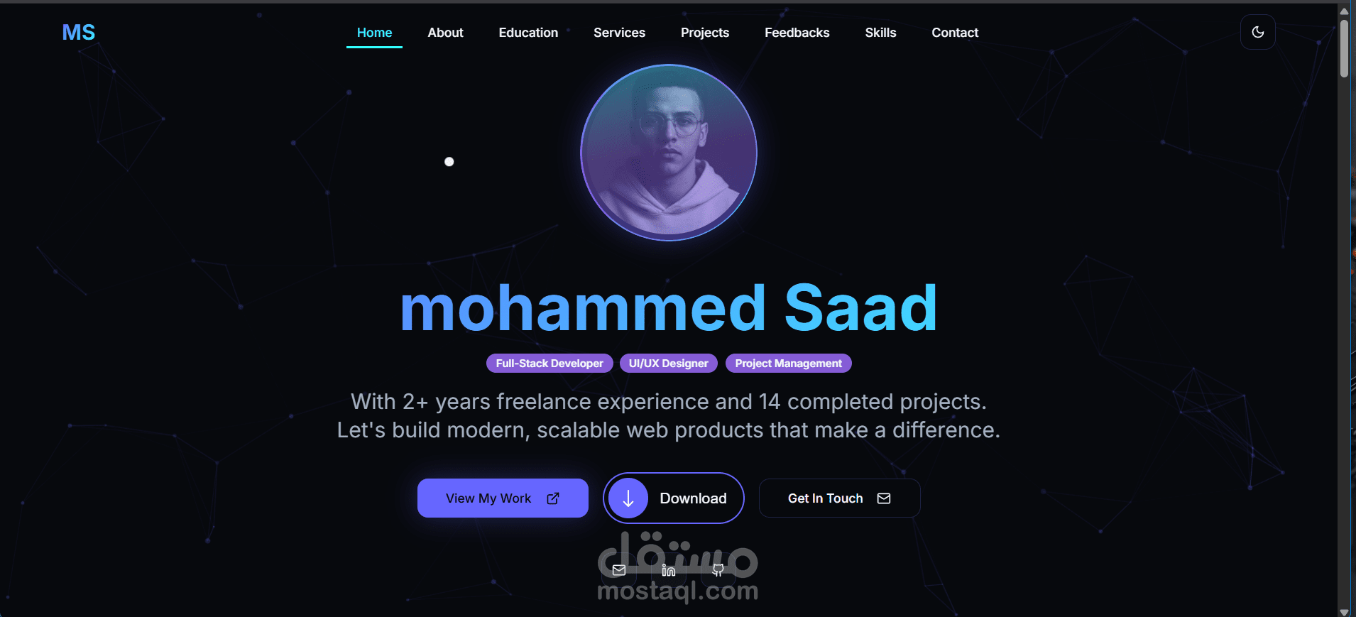 تصميم وتطوير موقع برتفوليو شخصي احترافي باستخدام تقنيات الويب الحديثة