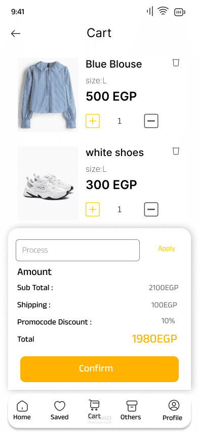 E-Commerce Cart Screen UI Design