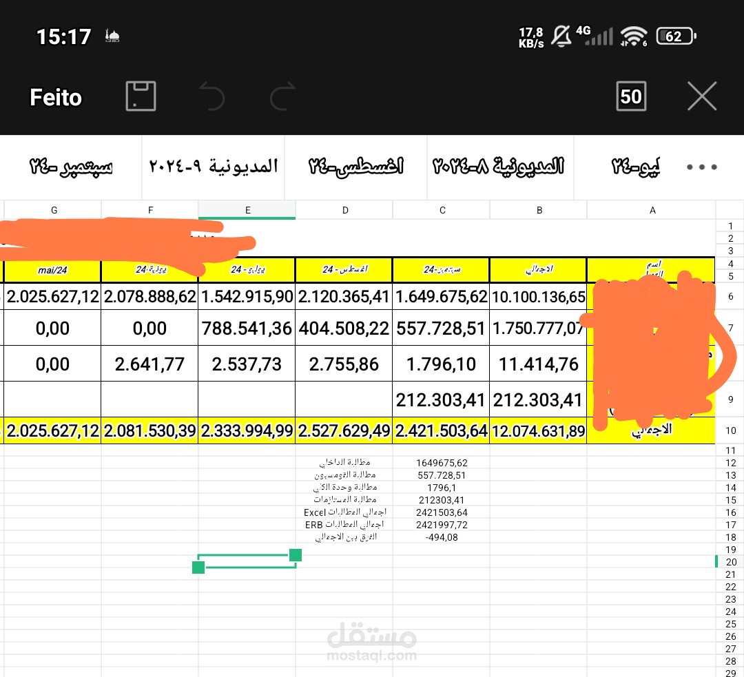 عمل مديونيات شهرية