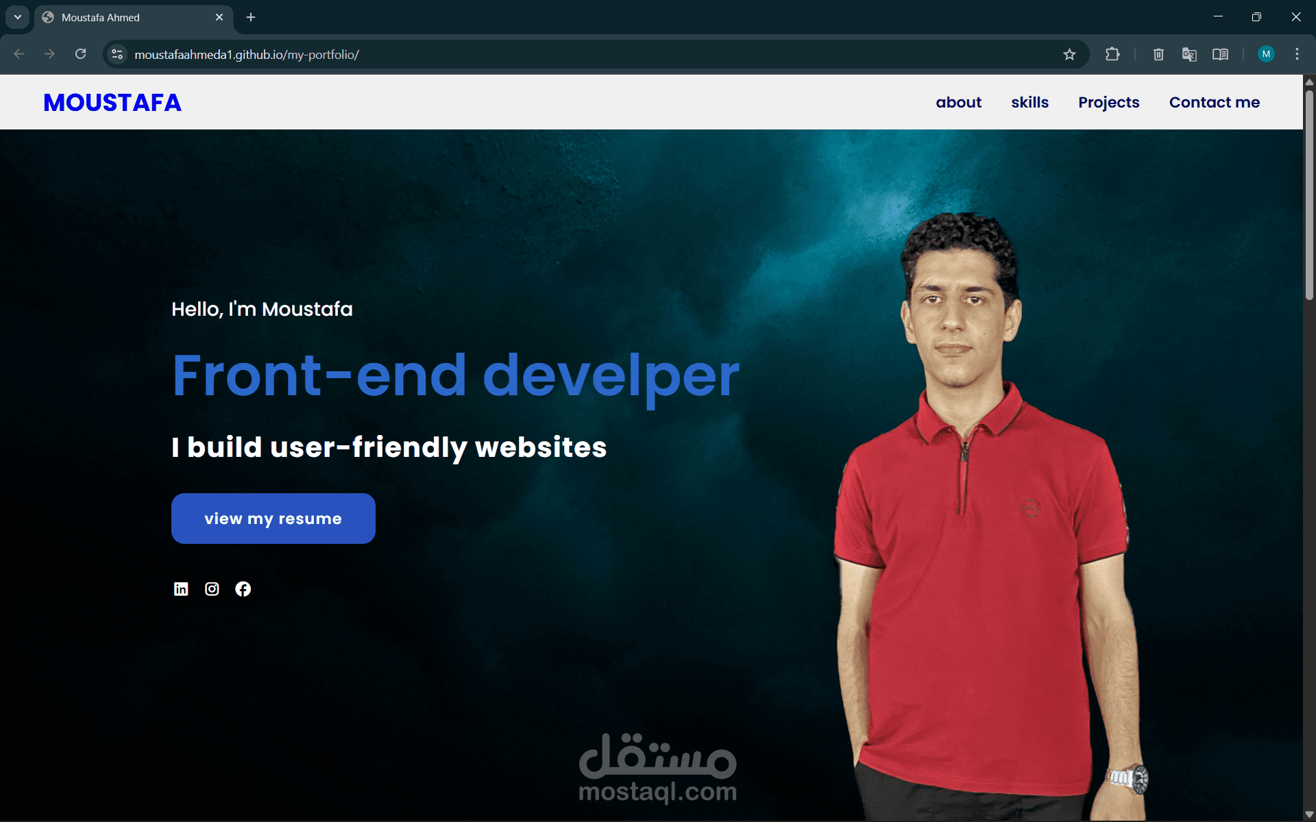 تصميم وتطوير موقع بورتفوليو شخصي بـ HTML, CSS, JS