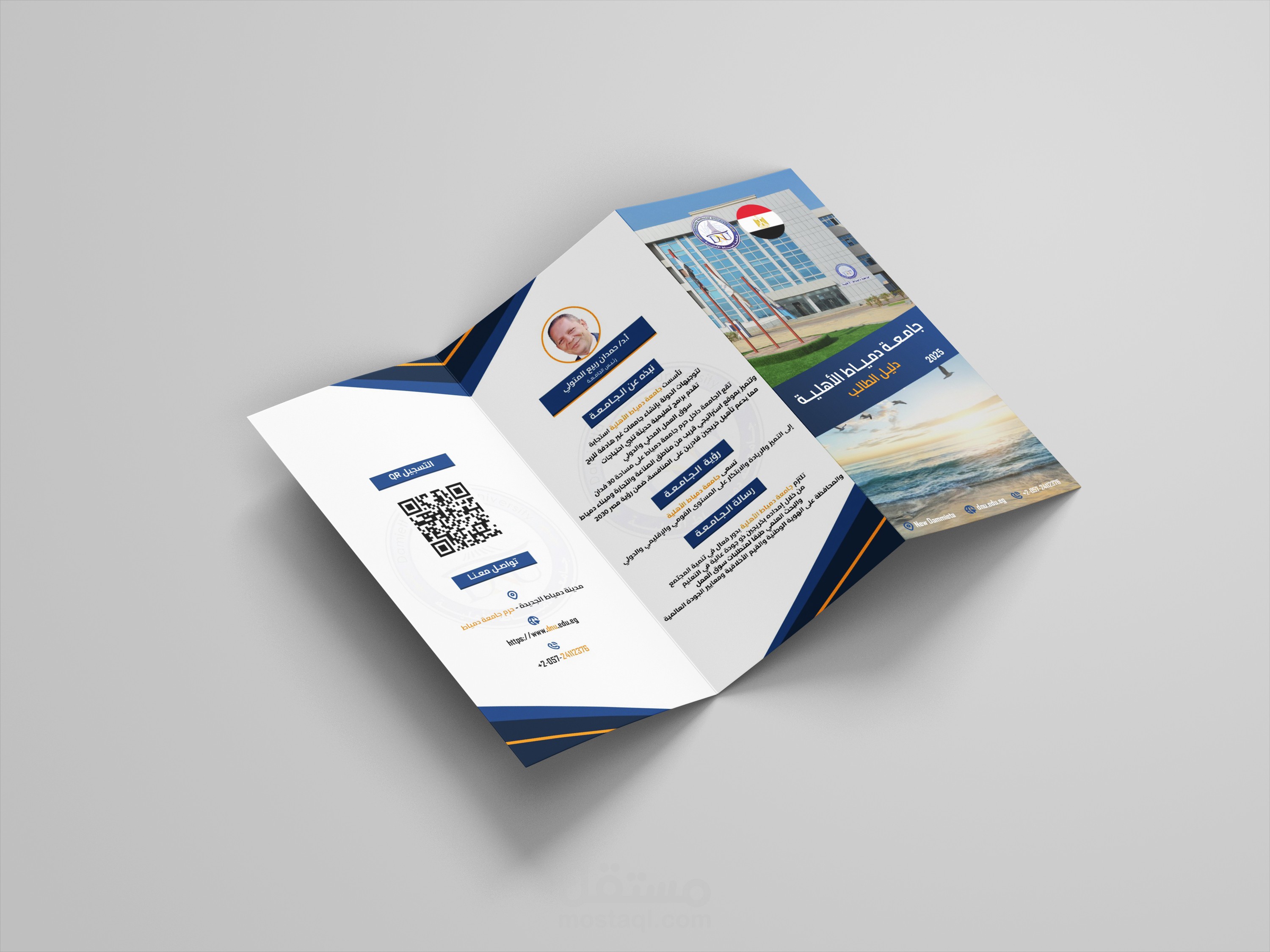 تصميم بروشور دعائي (Tri-Fold) احترافي لجامعة دمياط الأهلية