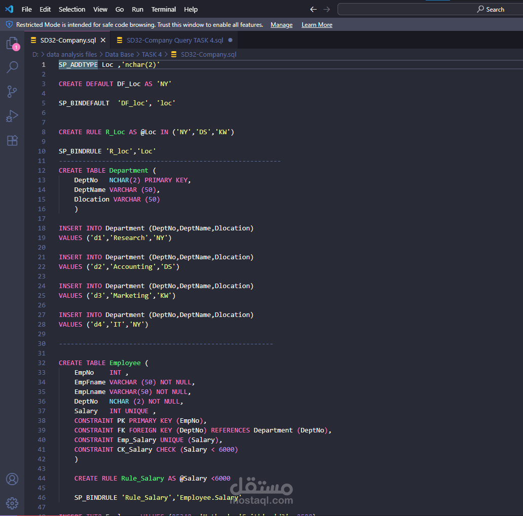 creating database
