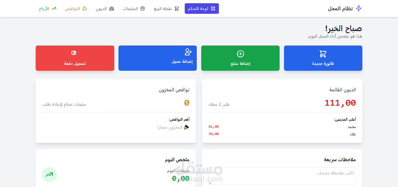 موقع لإدارة محل تجاري