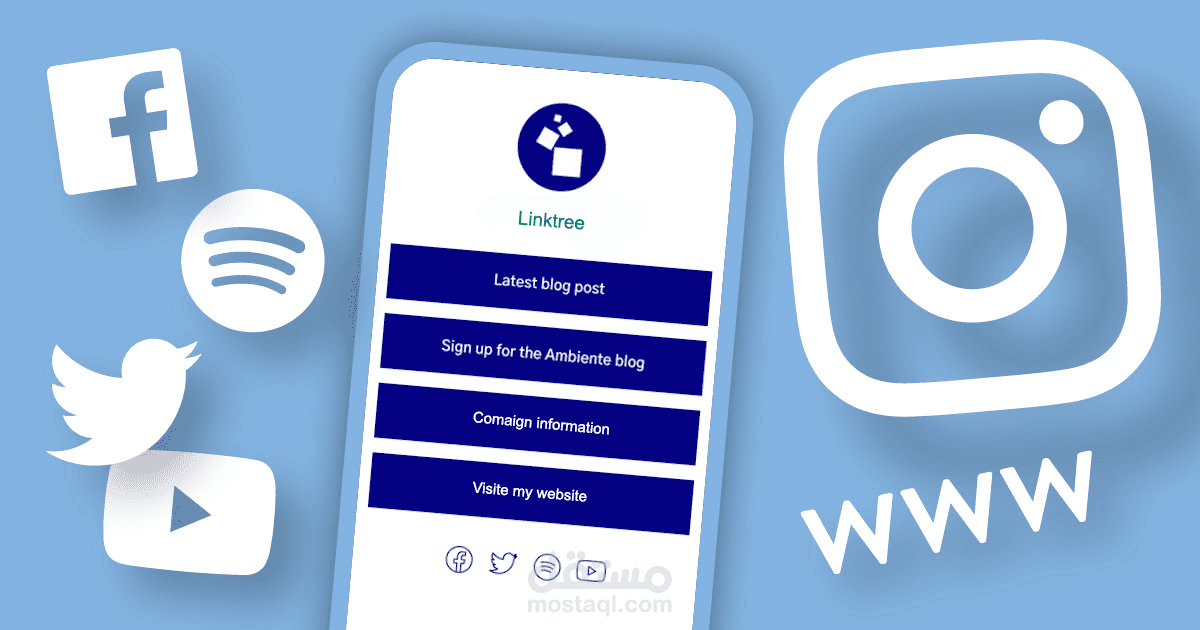 تصميم و اعداد صفحة Linktree احترافية متوافقة مع الهوية البصرية