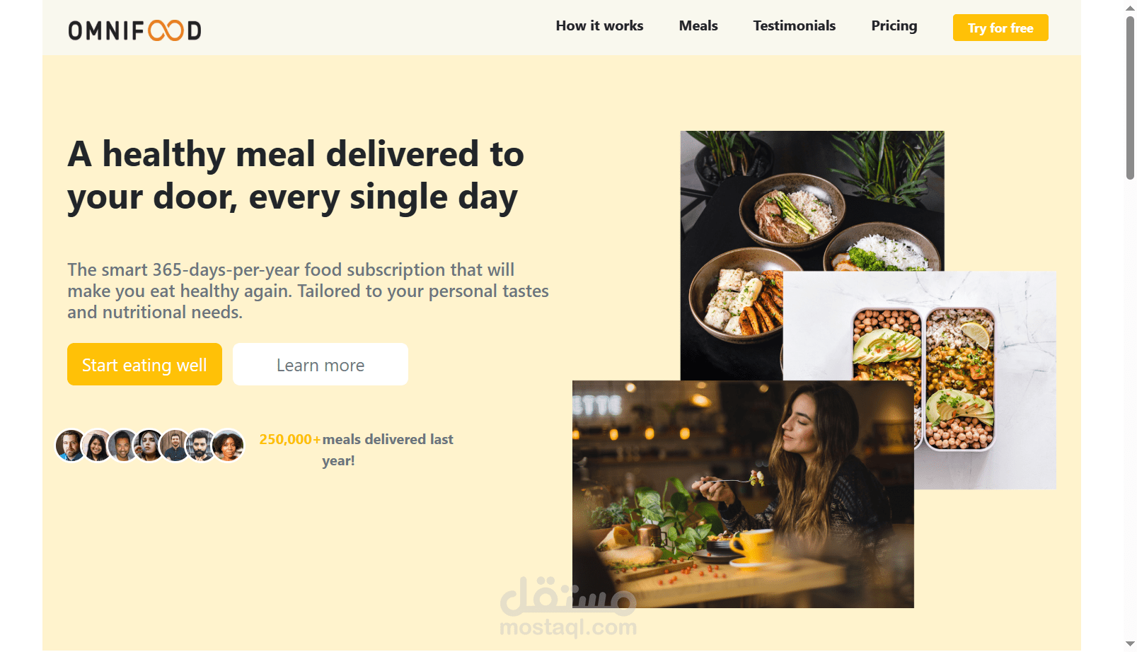 تصميم وتطوير موقع إلكتروني لخدمة اشتراك وجبات صحية (Omnifood(