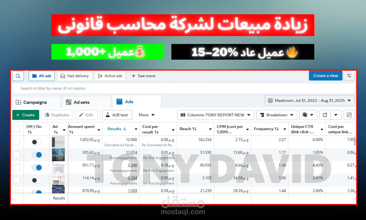 زيادة عملاء لشركة محاسب قانونى – نتائج مثبتة