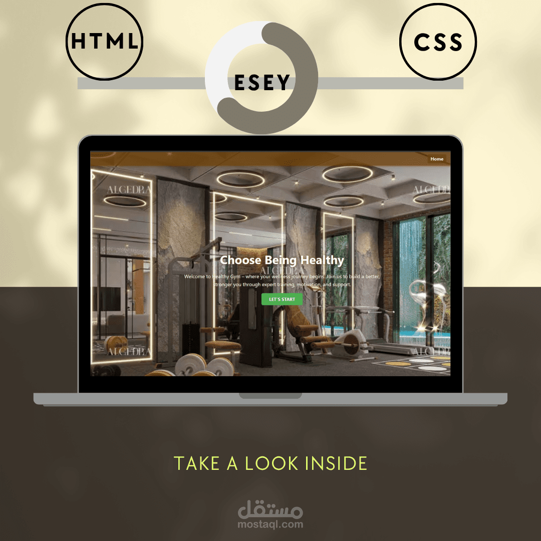 تصميم موقع احترافي لنادي رياضي (Healthy Gym) باستخدام HTML وCSS وJavaScript