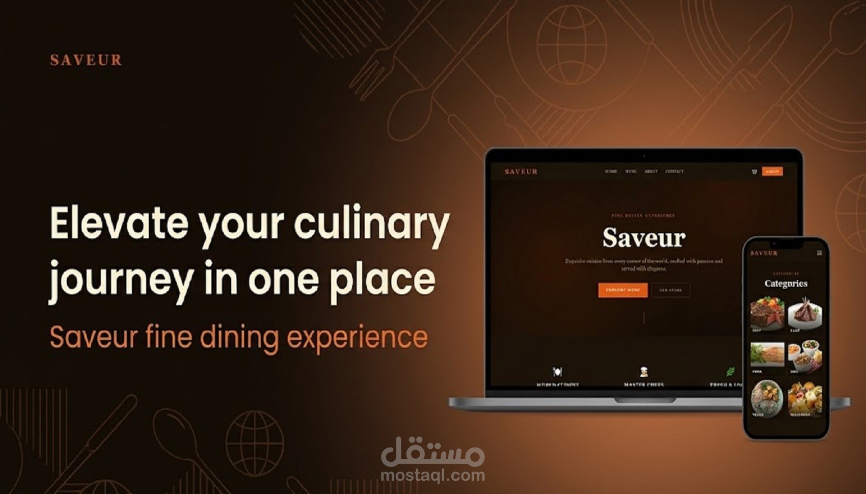تطوير وتصميم موقع "Saveur" الفاخر للمطاعم باستخدام Next.js & Tailwind CSS