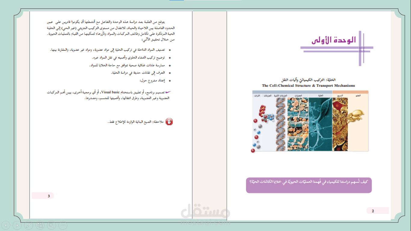 عرض بوربوينت عن "التركيب الكيميائي للخلية" – الصف الحادي عشر العلمي