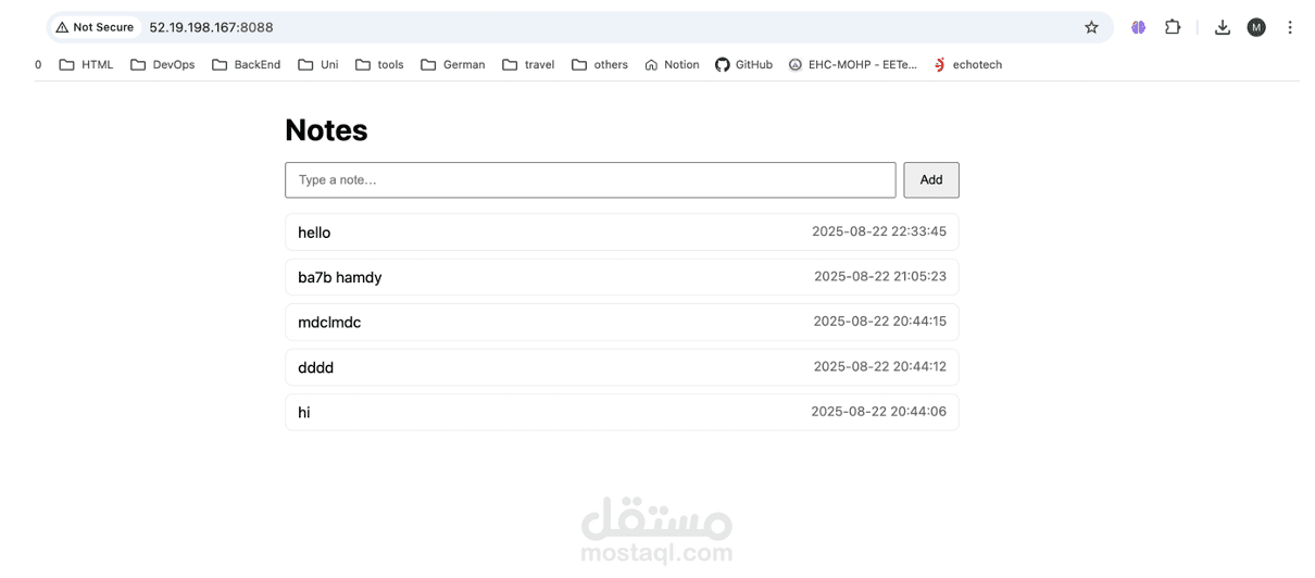 Flask Notes Webapp by docker compose