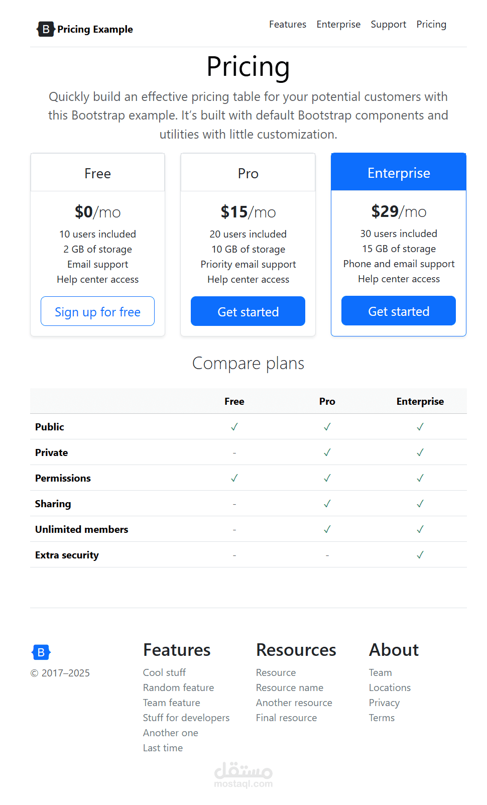 Pricing Table