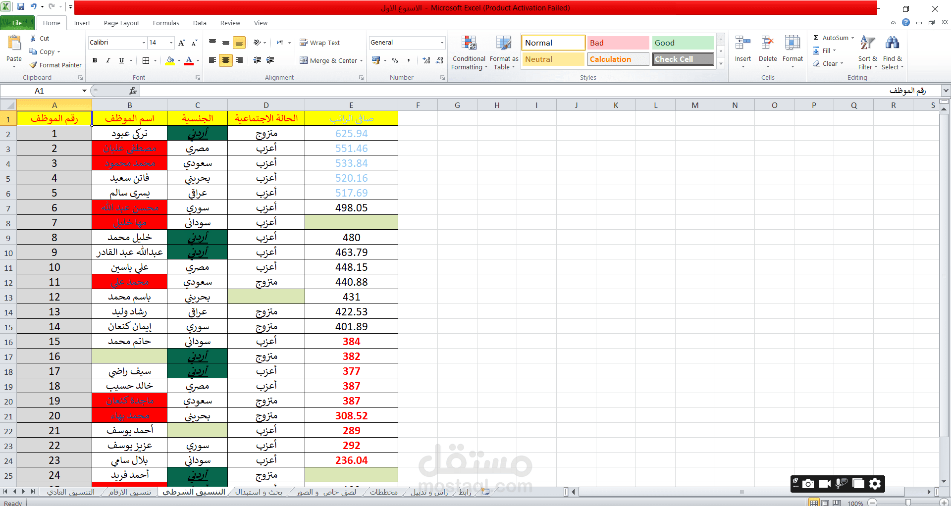 تنظيم وتنسيق جداول البيانات الاحترافية على Microsoft Excel