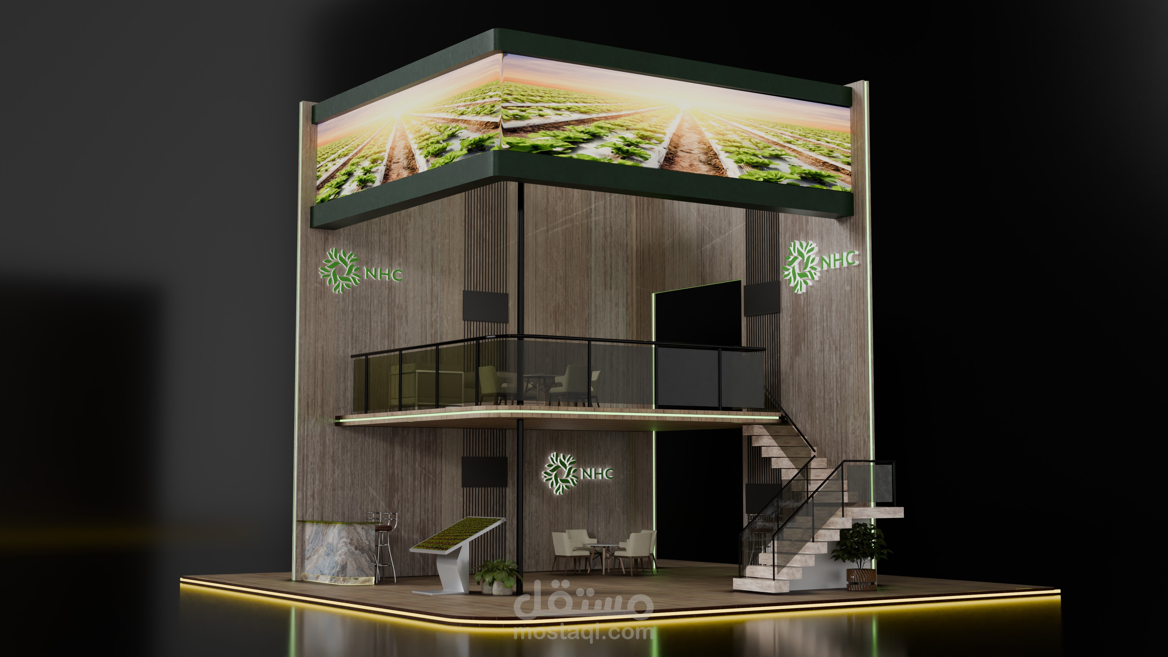 تصميم جناح معارض دورين (Double Decker Booth)