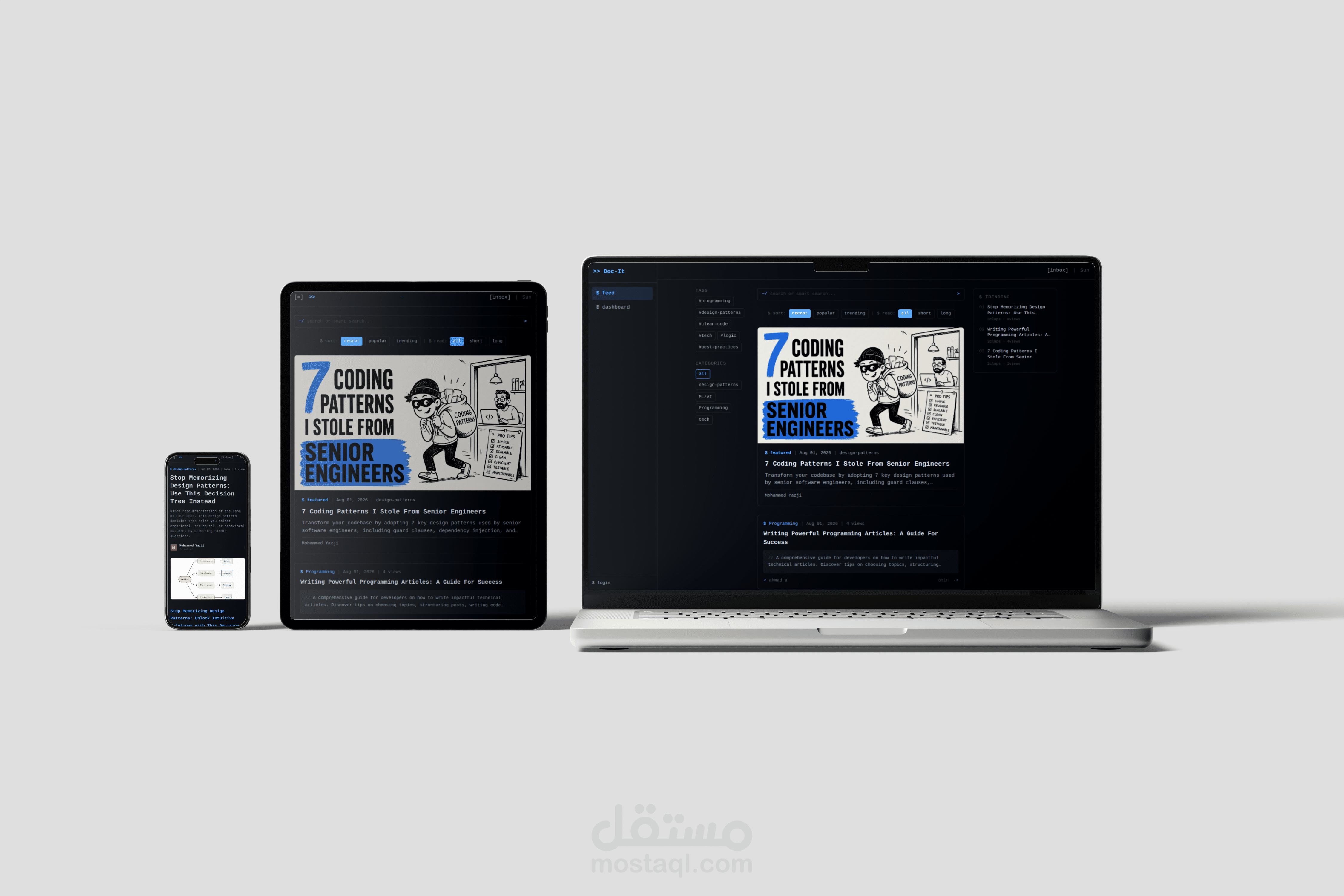 منصة تدوين للمطورين بتصميم مميز (Terminal UI) والذكاء الاصطناعي -  Doc-It