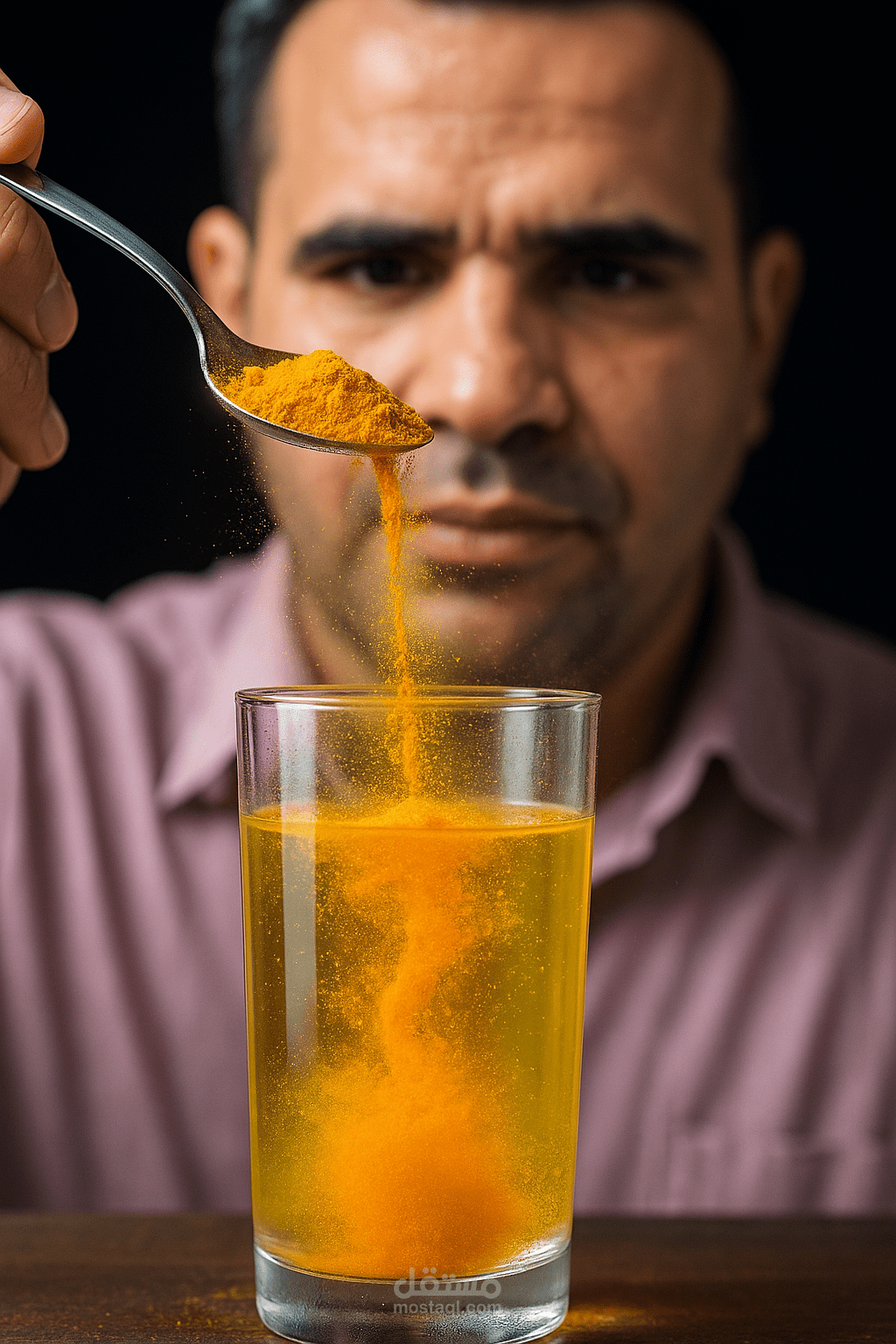 تحويل صوره بالذكاء الاصطناعي وانا ماسك كوب وبه الكركامين