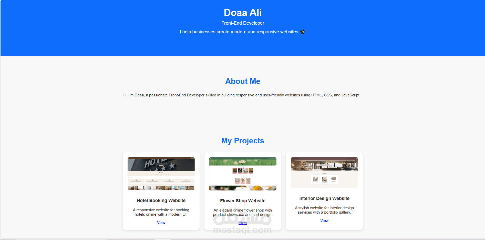 مشروع Portfolio شخصي