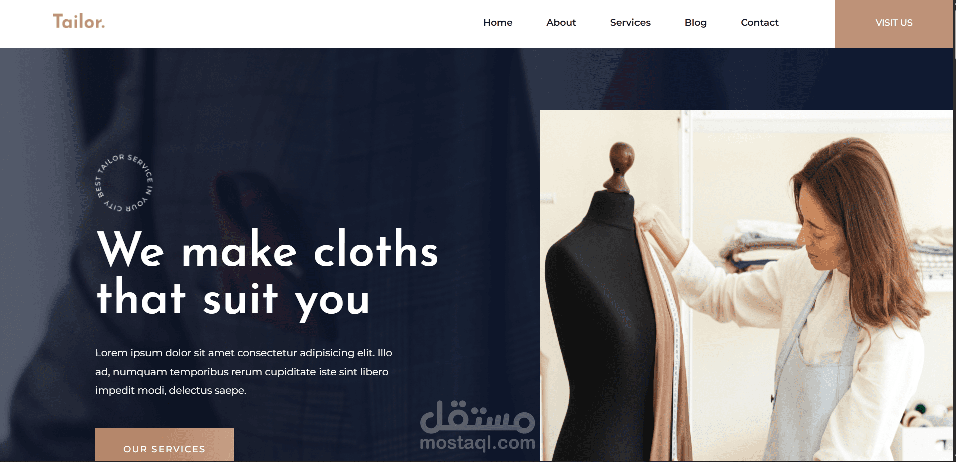 تطوير واجهة موقع احترافية مشابهة لتصميم جاهز باستخدام HTML وCSS