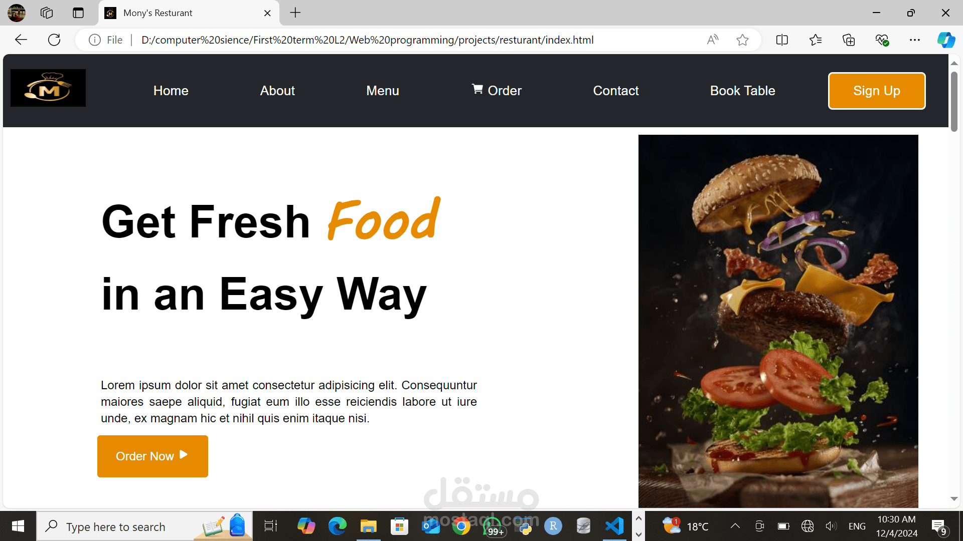 Mony's Restaurant menu