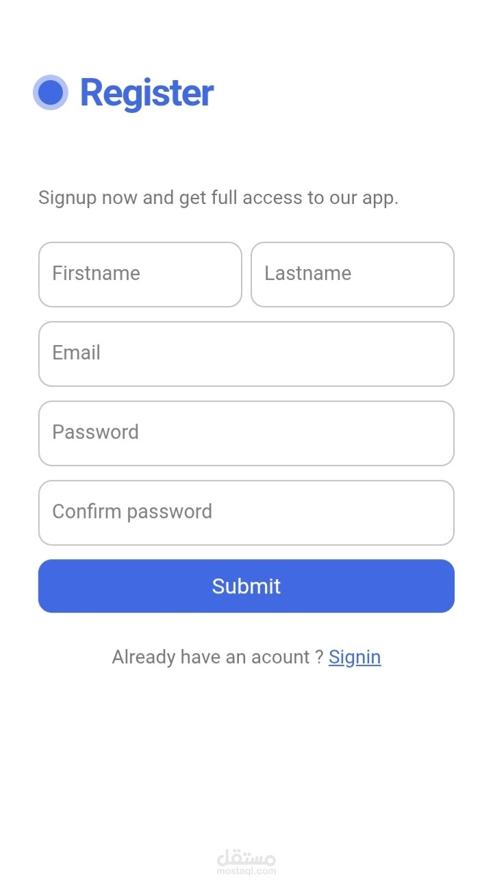 Register page