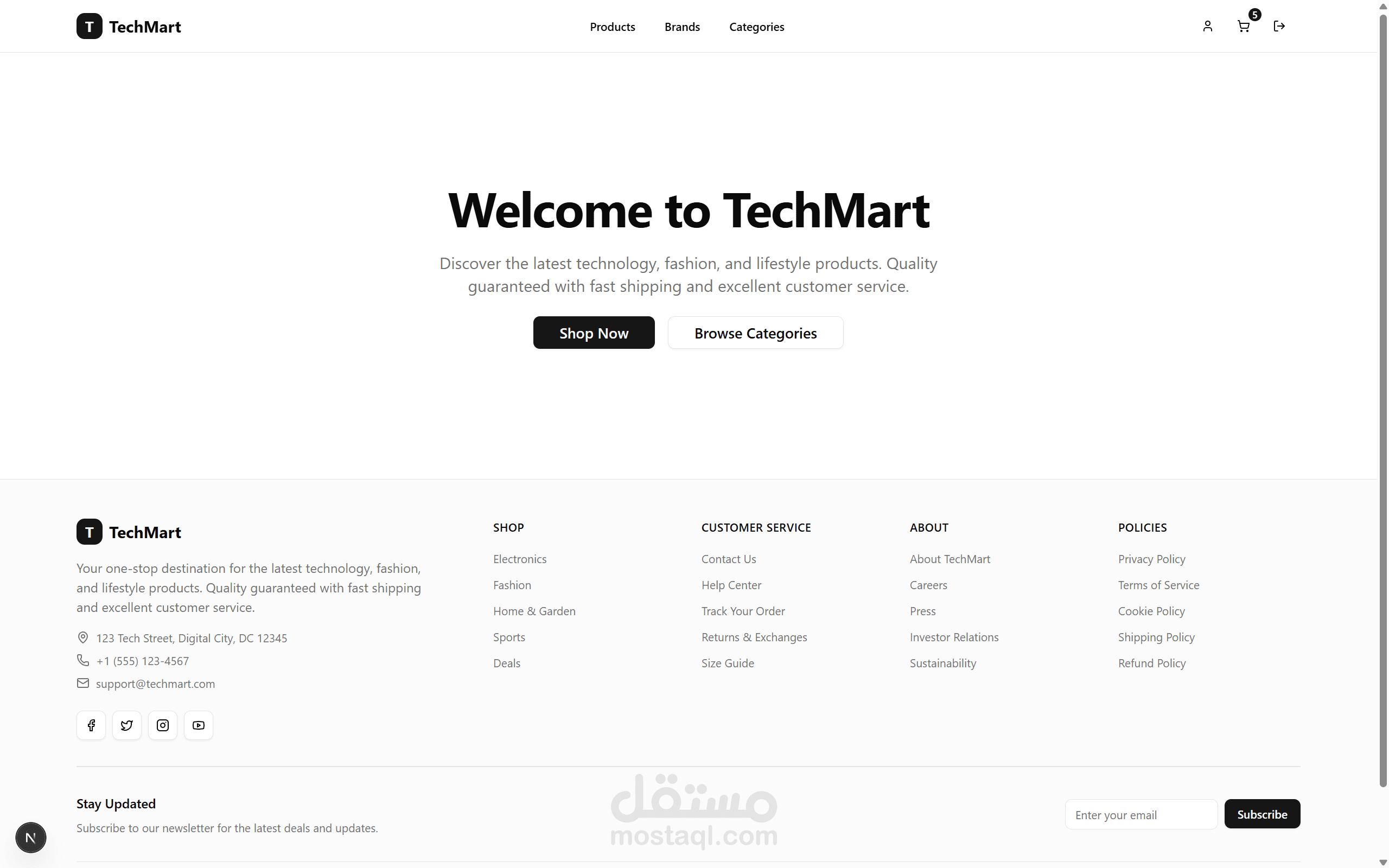 متجر TechMart | متجر إلكتروني حديث ومتكامل (Next.js 15 & Redux Toolkit)