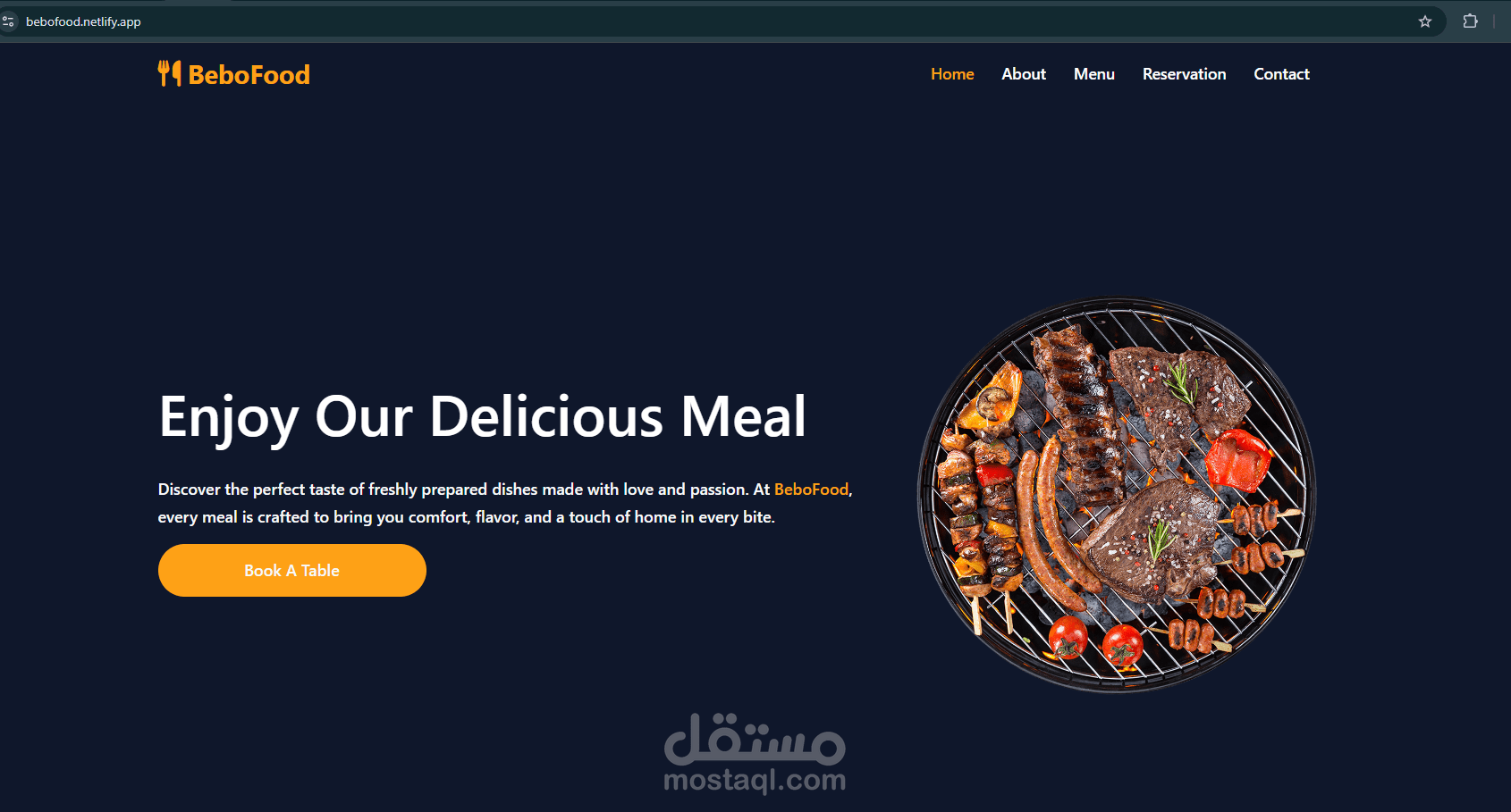 موقع مطعم  تصميم احترافي ومتجاوب لجميع الاجهزة