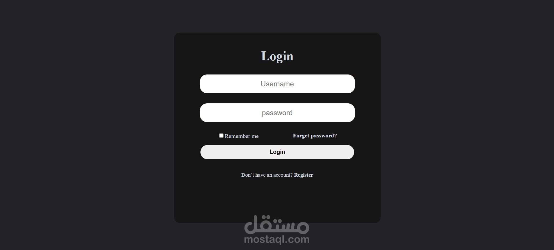 نموذج صفحة تسجيل (Login Form) تفاعليّ واستجابيّ مصنوع بـ HTML5 و CSS3، مصمّم ليعمل بشكل جميل وعملي على الشاشات الكبيرة والصغيرة (حواسيب، تابلت، وهواتف). واجهة أنيقة، تخطيط مرن، وتجربة مستخدم سلسة للولوج إلى أي تطبيق أو موقع