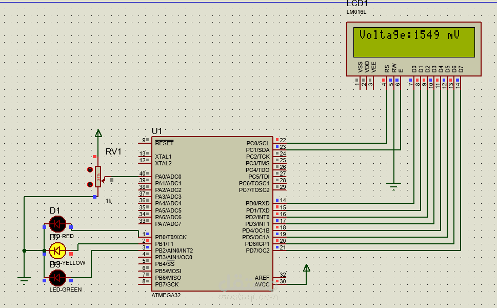 مشروع محول الجهد (Potentiometer ADC)