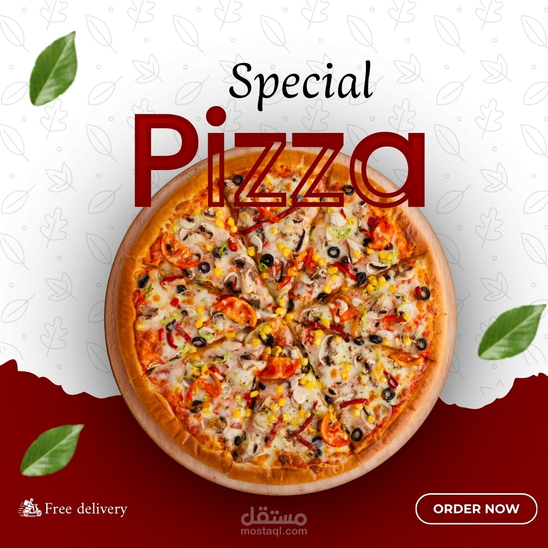 تصميم منشور إعلاني احترافي لعرض بيتزا (Social Media Post Design)