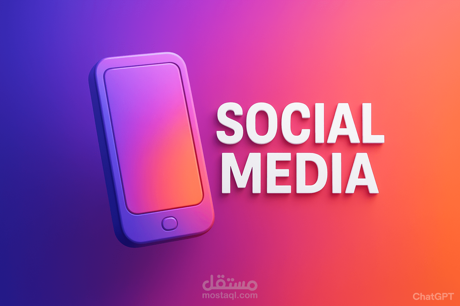 فيديو سوشيال ميديا → خلفية متدرجة (Gradient) + أيقونة  + نص: "Social Media"