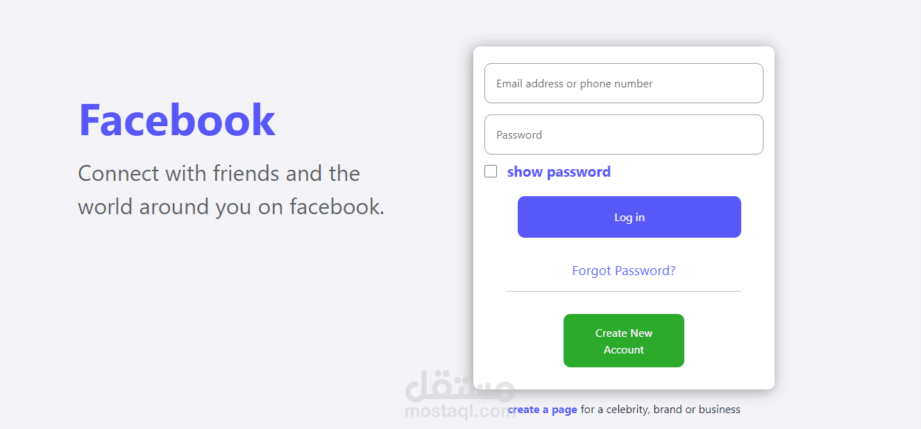 facebook login bage