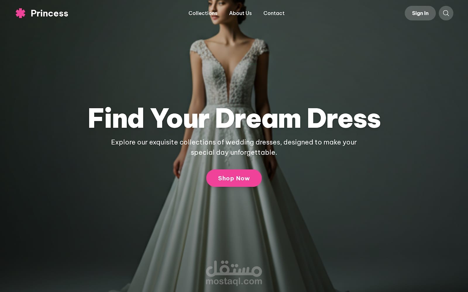 تصميم ui ux لموقع خاص بفساتين الزفاف