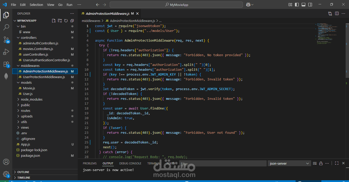 تطوير موقع أفلام باستخدام Node.js و MongoDB