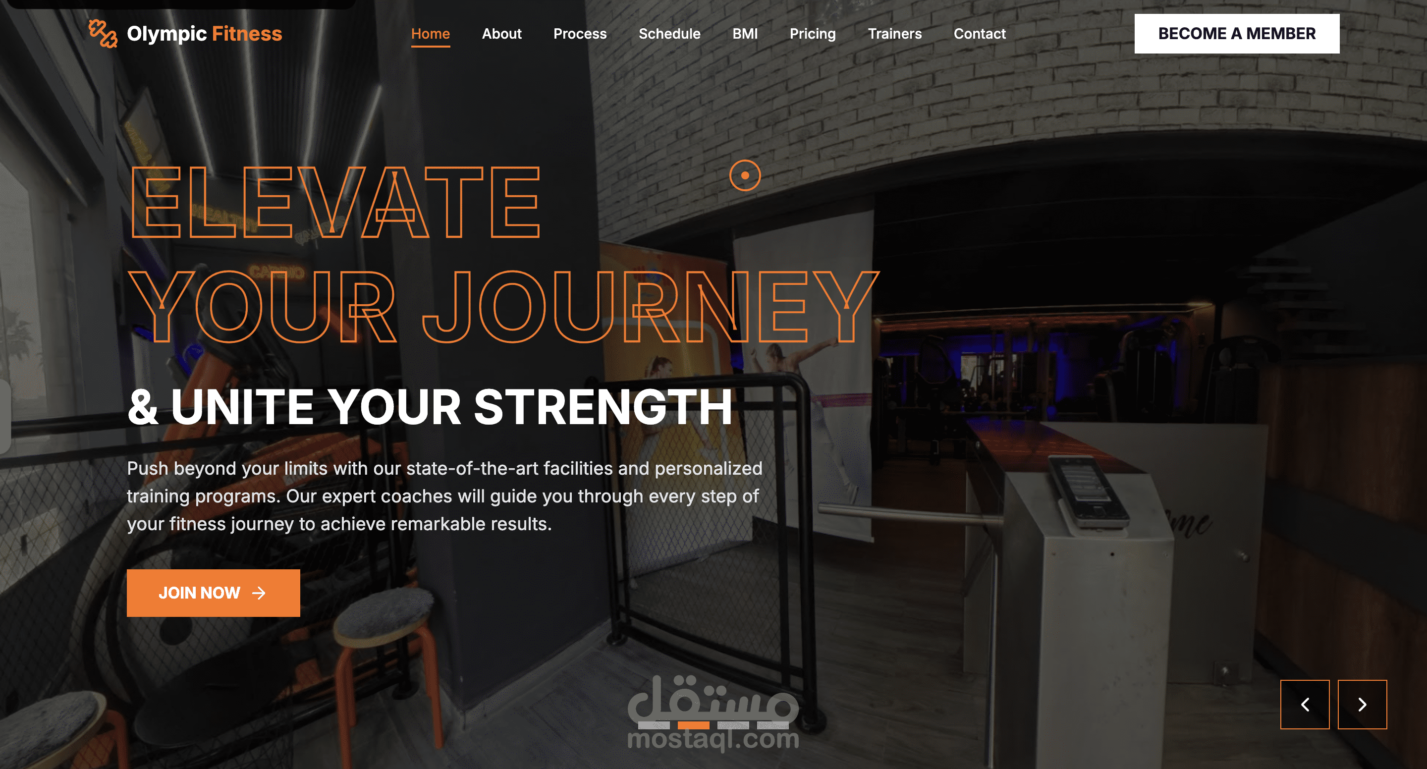 موقع تعريفي لنادي رياضي (Gym Website)