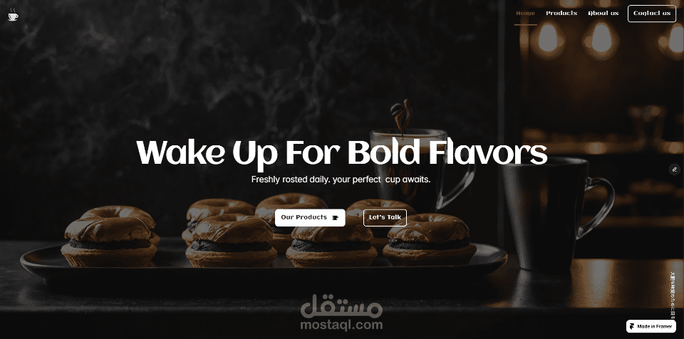 موقع كوفي شوب بريستا - Barista باستخدام Framer + CMS