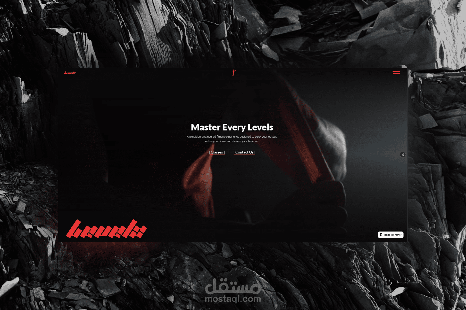 تصميم وتطوير موقع نادي رياضي (LVLS Gym) باستخدام Framer