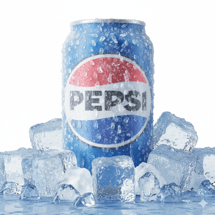 تصميم إعلان احترافي لعلبة بيبسي بتأثير الثلج