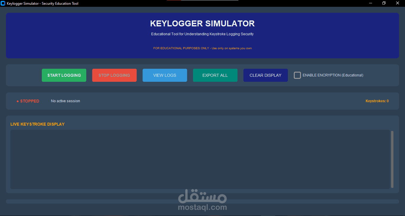 محاكي راصد لوحة المفاتيح (Keylogger Simulator)