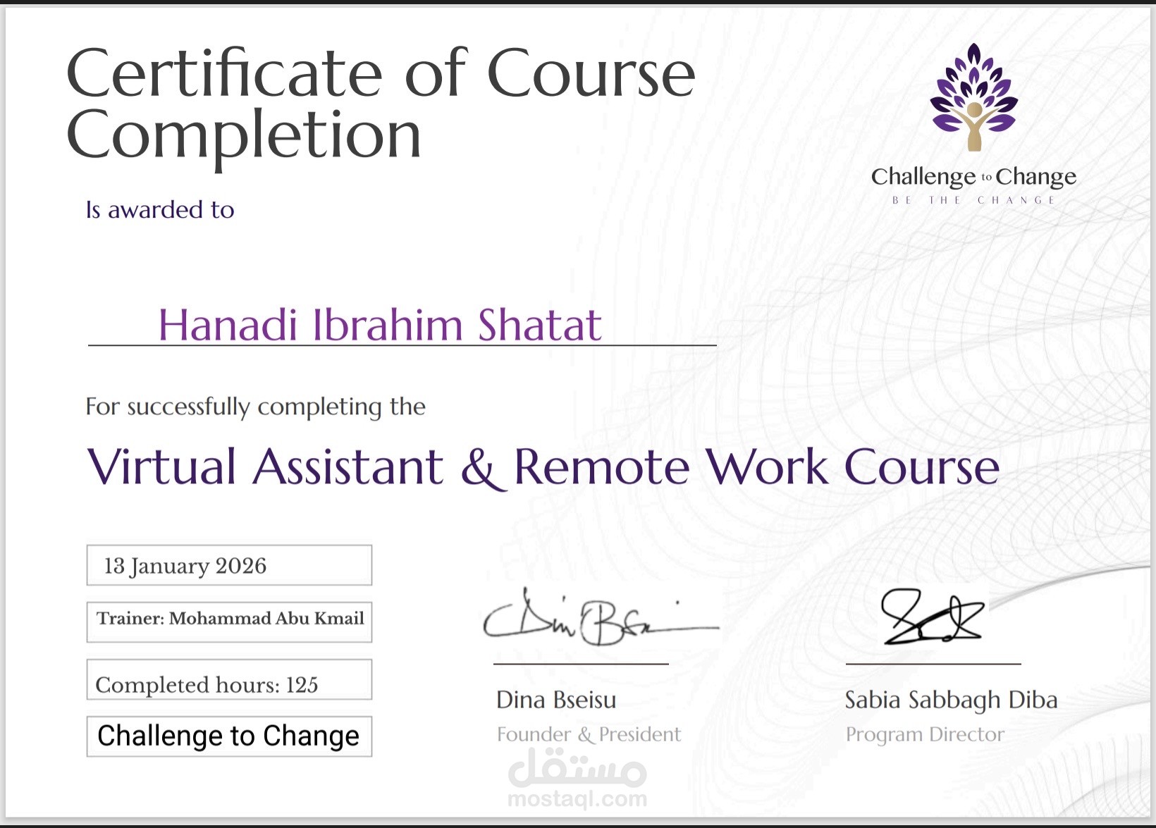 مهارات المساعدة الافتراضية المتكاملة والعمل عن بعد (125 ساعة تدريبية).