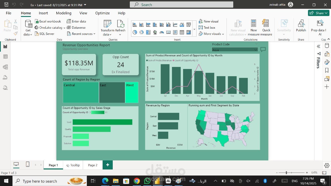 Dashboard by PowerBi for Revenue  opportunities