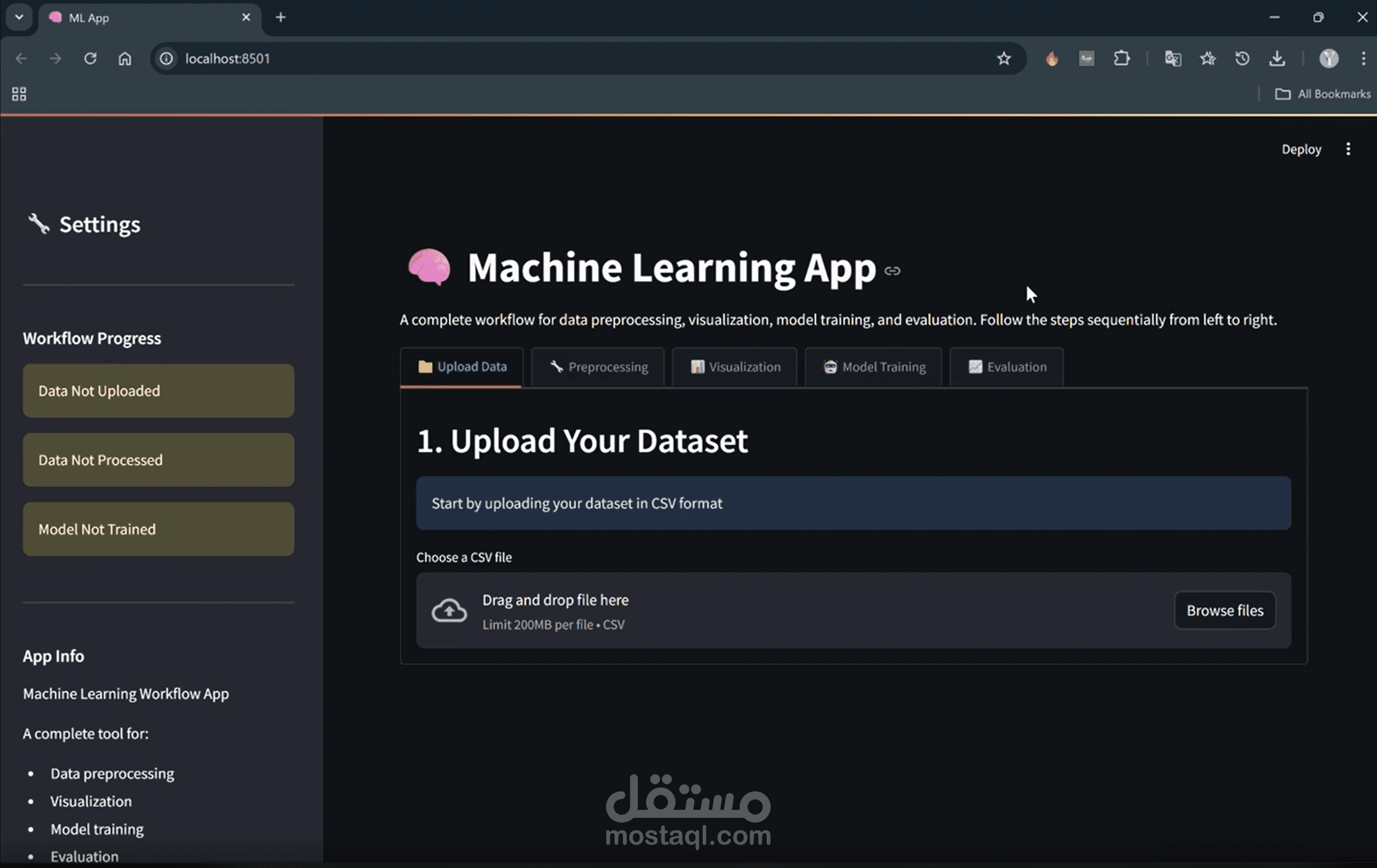 Machine Learning Workflow App