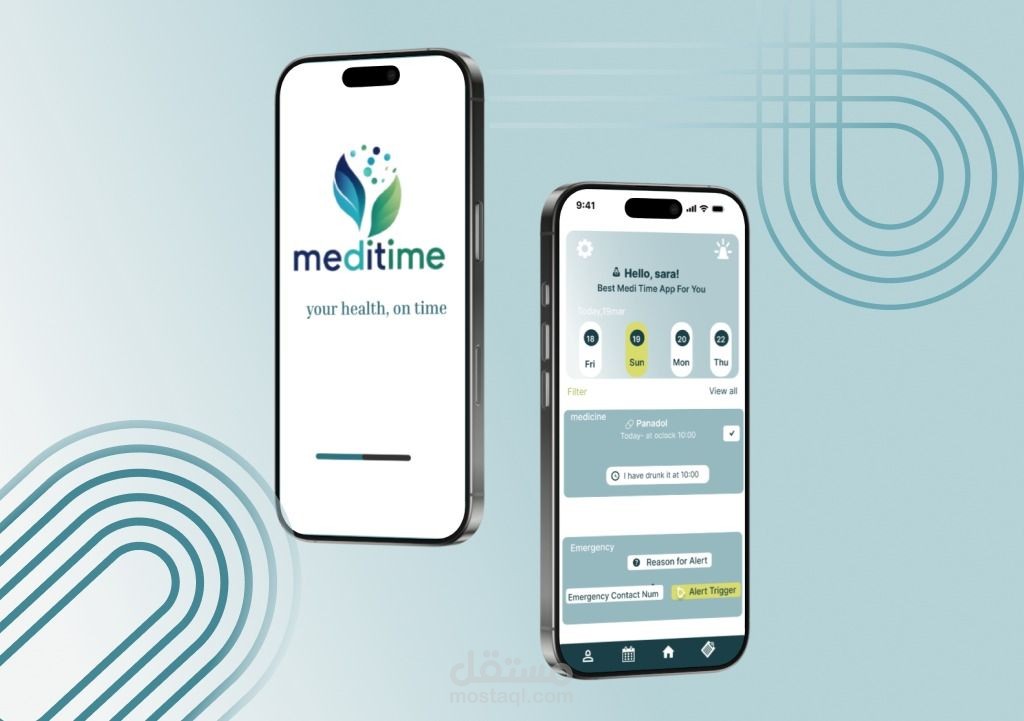 تصميم لمتابعة الحالة الصحية وتنظيم مواعيد الأدوية والكشوفات الطبية