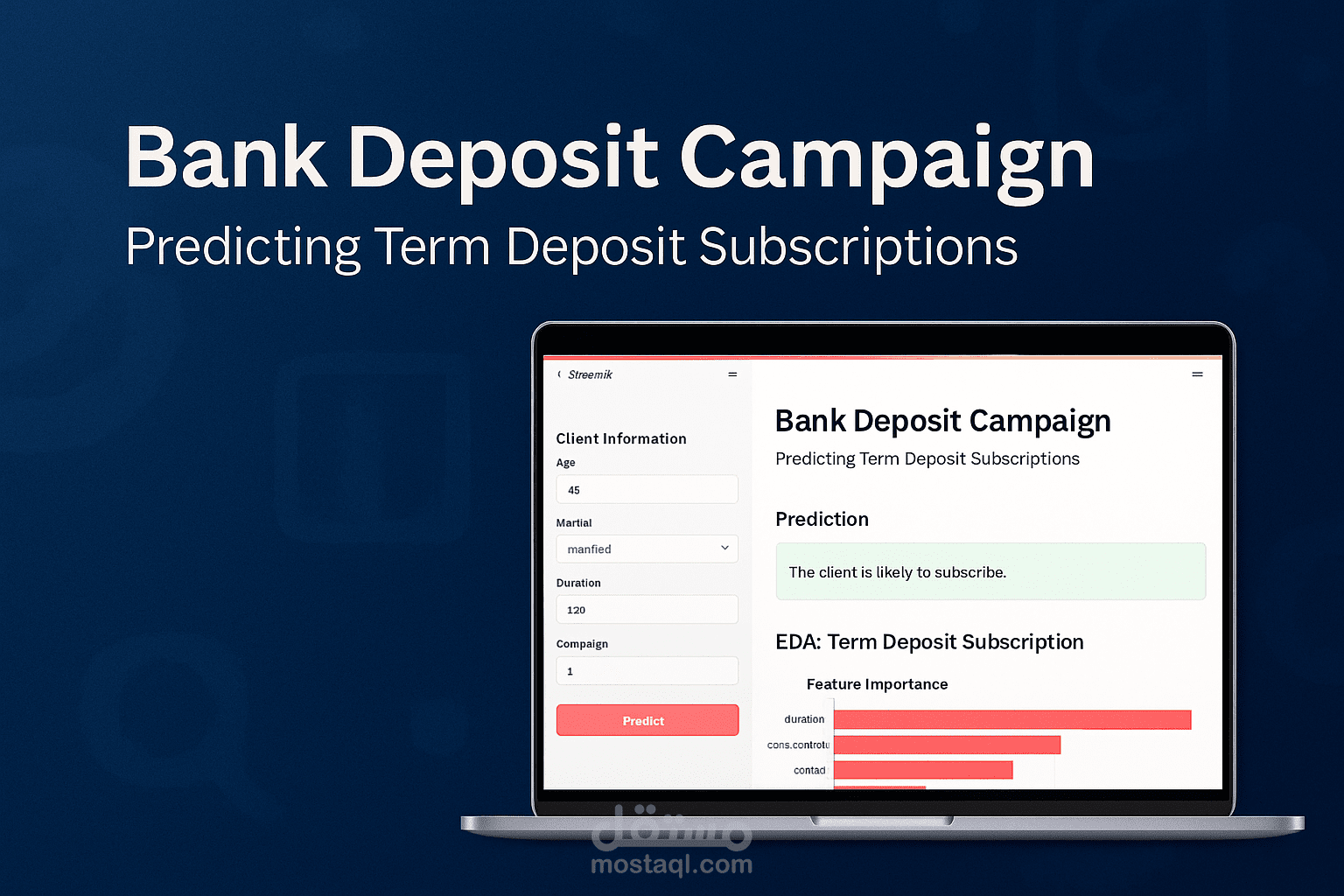 نظام للتنبؤ باشتراك العملاء في الودائع البنكية (Bank Deposit Campaign)