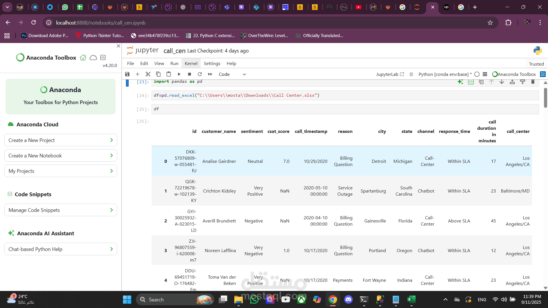 data analysis for call center