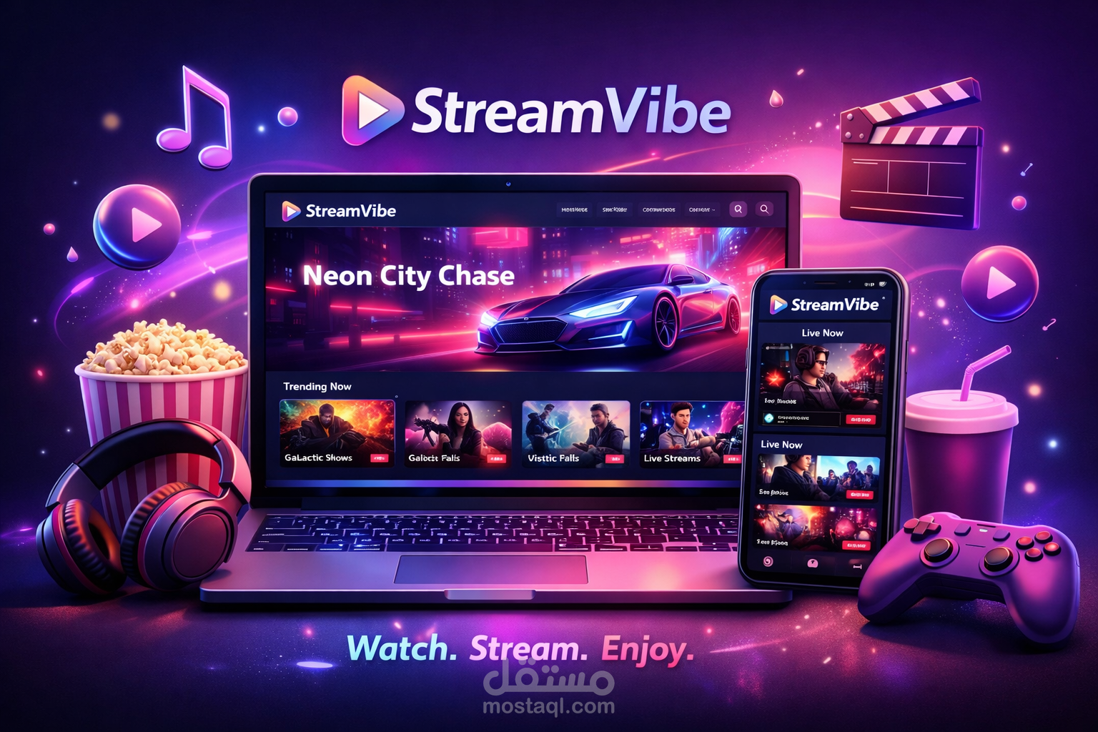 StreamVibe | منصة بث أفلام ومسلسلات احترافية باستخدام React.js