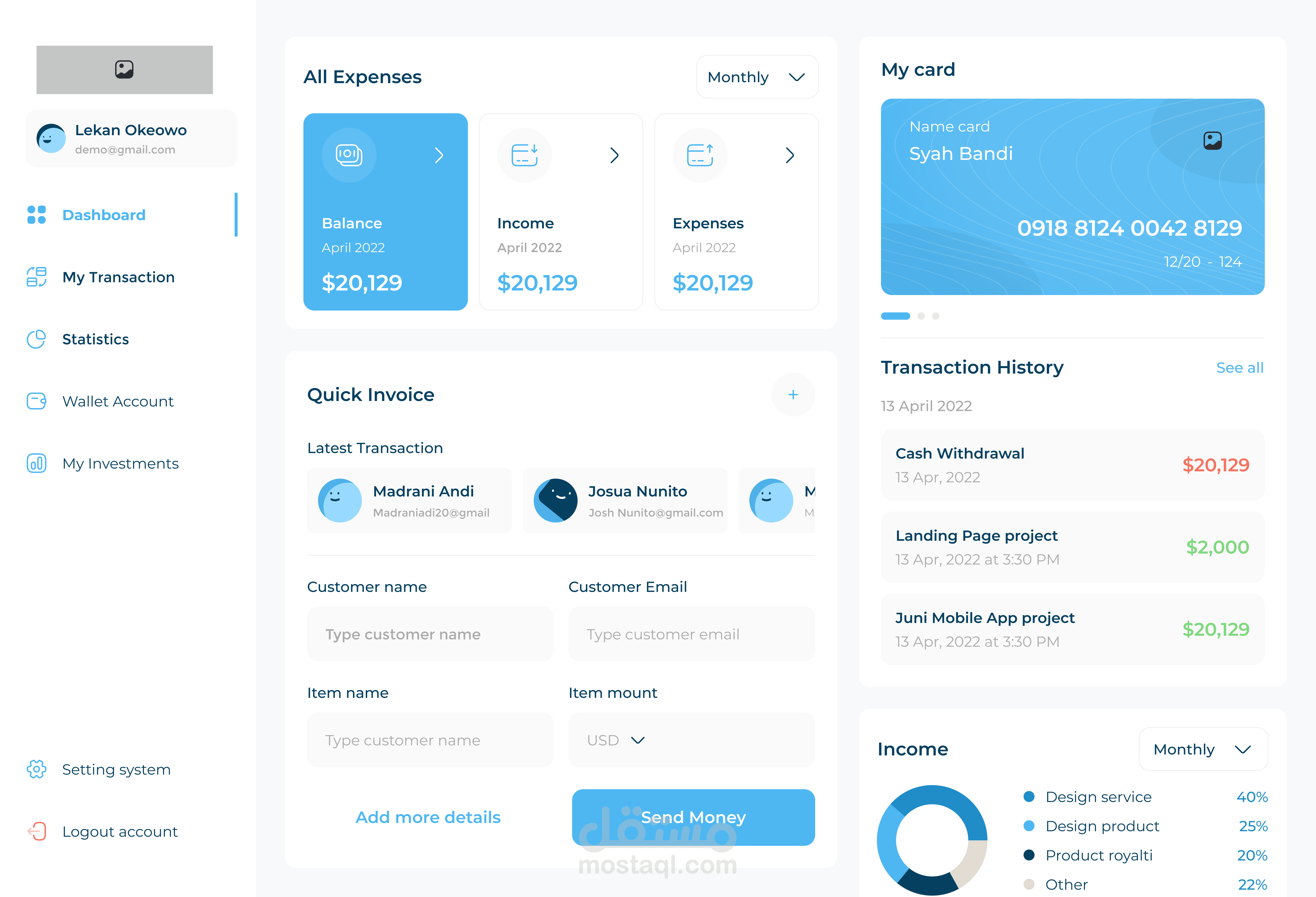 لوحة المعلومات (dashboard)
