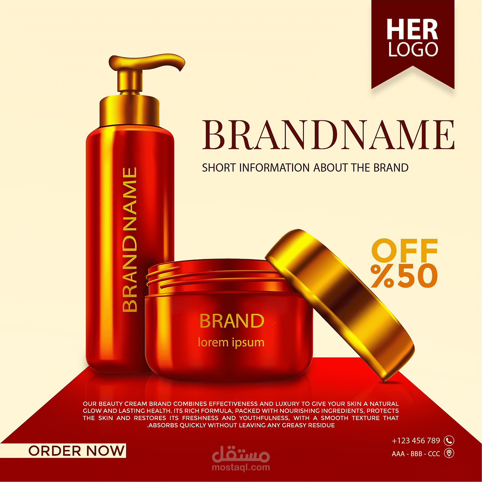 تصميم إعلان تجميلي فاخر يعزز مبيعات العلامة التجارية